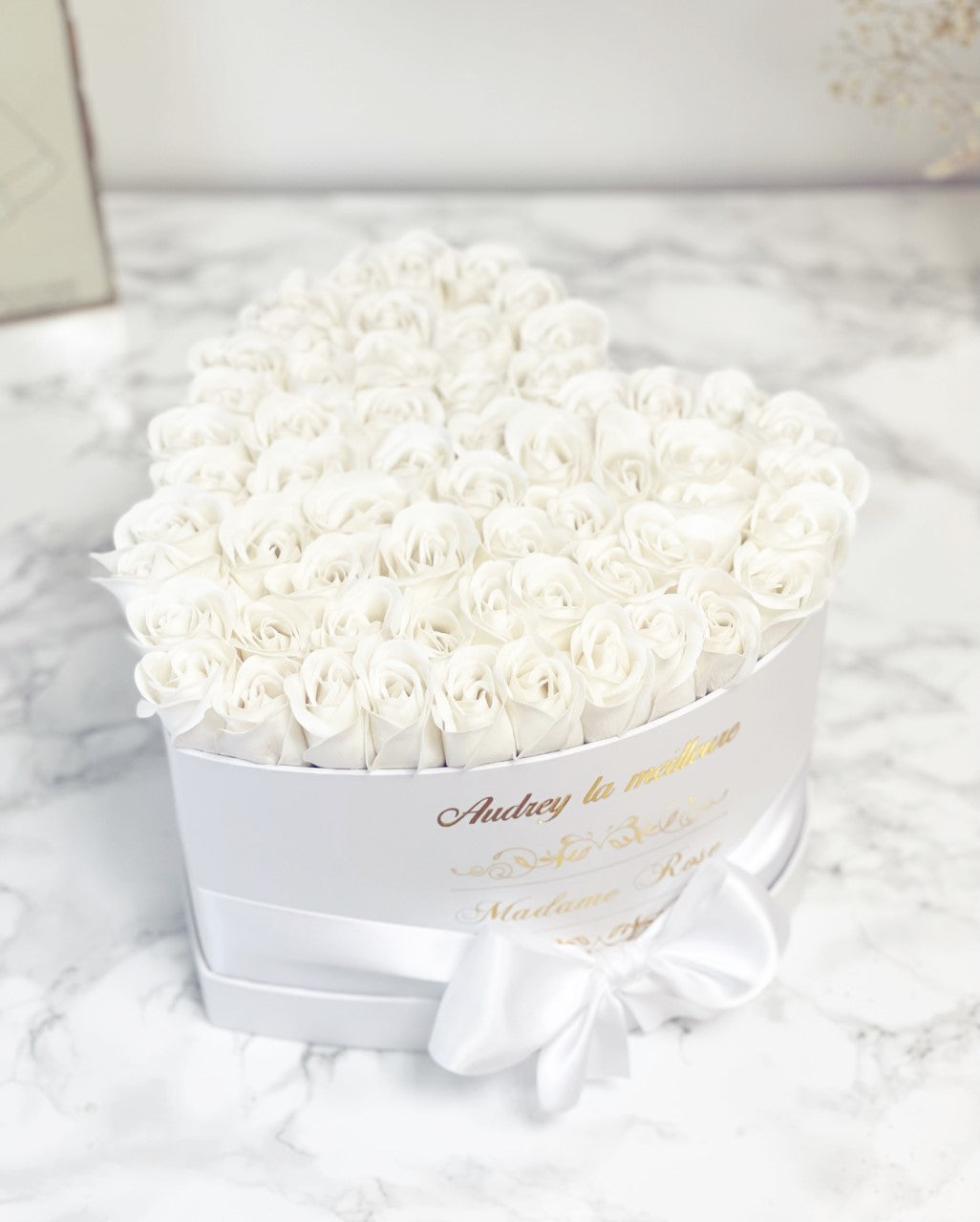 FLOWERBOX COEUR ROSES DE SAVON