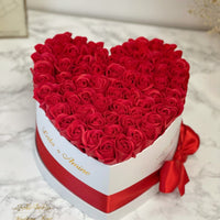 FLOWERBOX COEUR ROSES DE SAVON